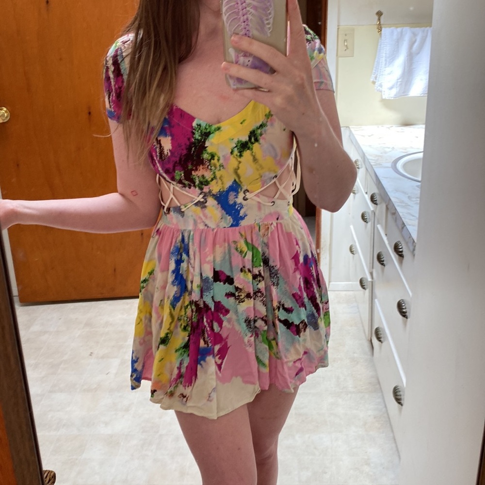 nameless • Colorful Lace-Up Side Watercolor Minidress or Tunic - Picture 10 of 13
